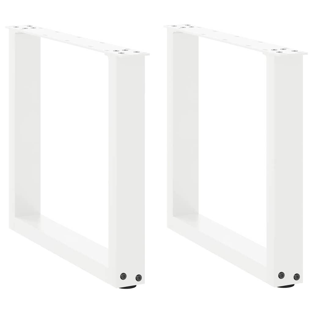 Sofabordsben U-formet 2 stk. hvid 50x(42-43) cm stål