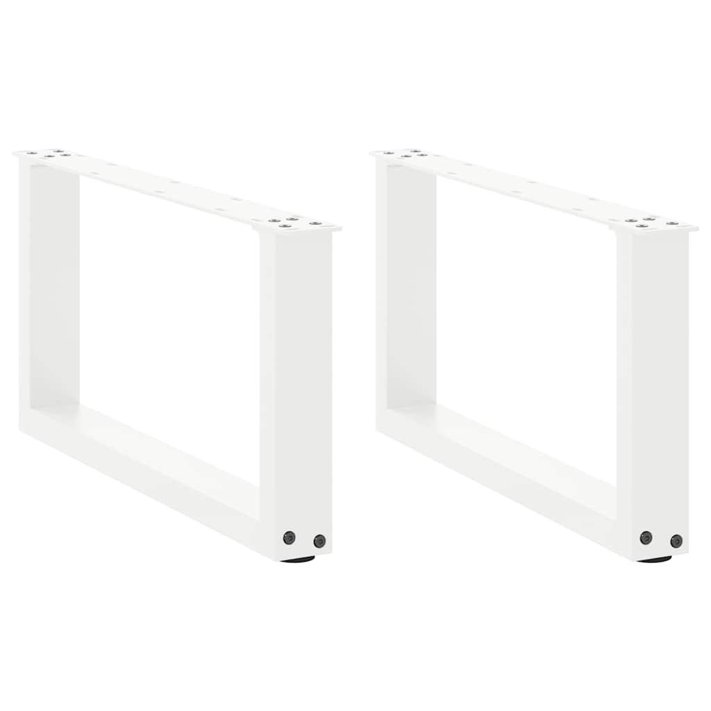 Sofabordsben U-formet 2 stk. hvid 60x(30-31) cm stål