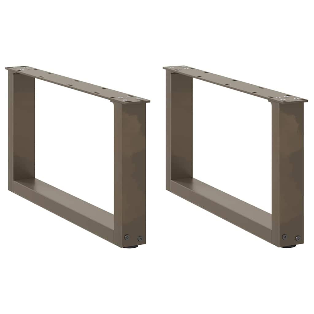 Sofabordsben U-formet 2 stk. naturstål 60x(30-31) cm stål