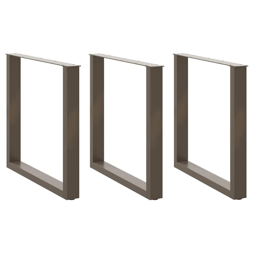Spisebordsben U-formet 3 stk. naturstål 80x(72-73) cm stål