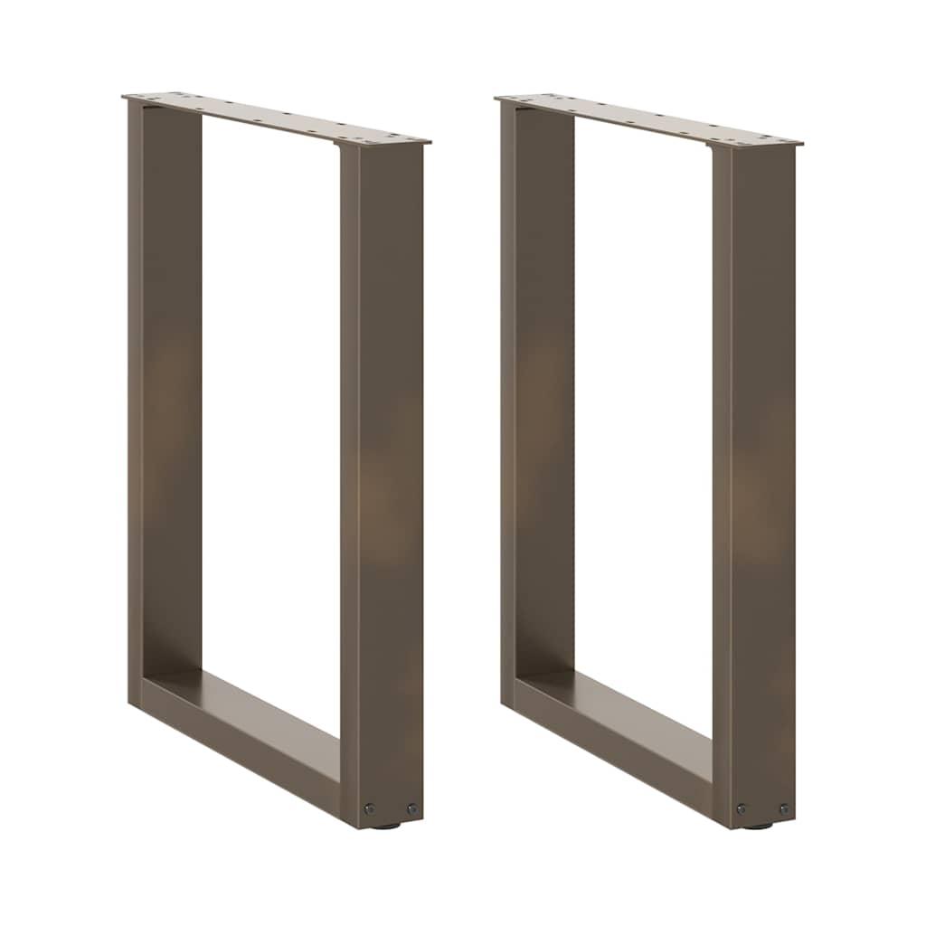 Spisebordsben U-formet 2 stk. naturstål 60x(72-73) cm stål