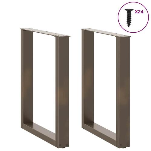 Spisebordsben U-formet 2 stk. naturstål 60x(72-73) cm stål