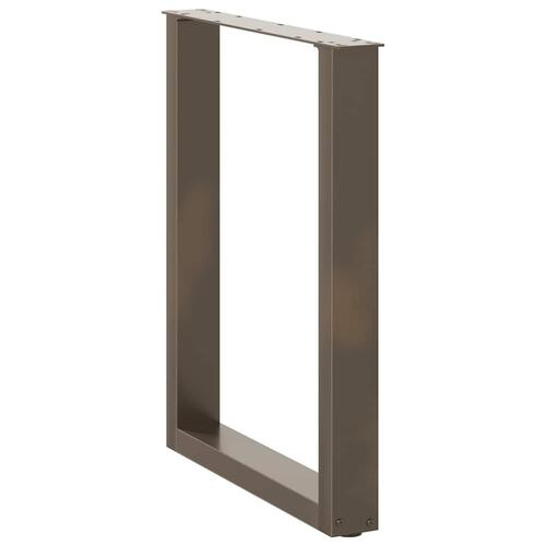 Spisebordsben U-formet 2 stk. naturstål 60x(72-73) cm stål