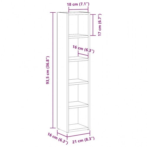 CD-reoler 2 stk. 21x16x93,5cm konstrueret træ sort egetræsfarve