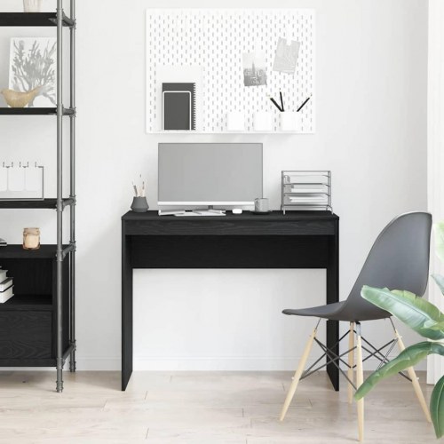 Skrivebord i sort egetrælook 90×40×72 cm - konstrueret træ