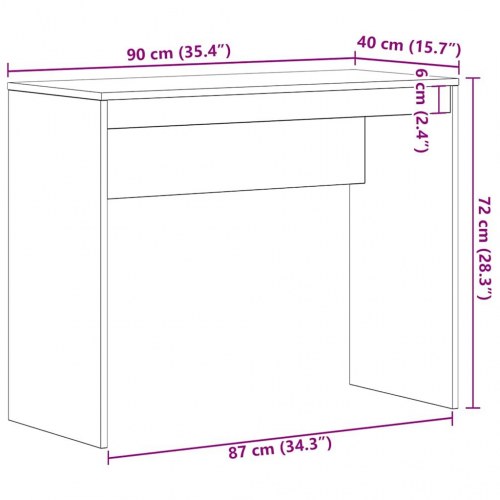 Skrivebord i sort egetrælook 90×40×72 cm - konstrueret træ
