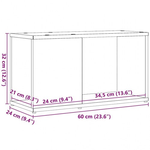 Tv-bord i konstrueret træ 60×24×32 cm - sort egetræsfarve