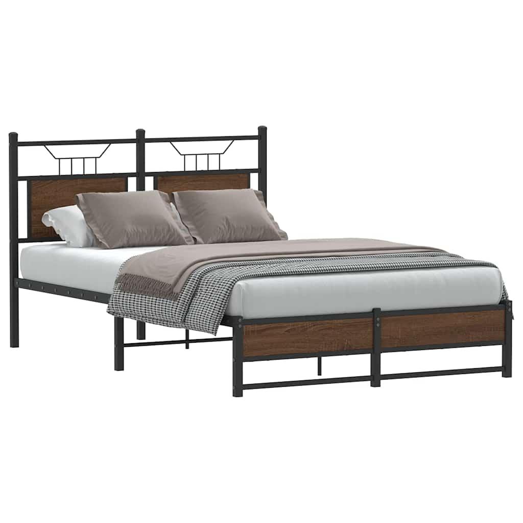 Sengeramme Uden Madras Konstrueret Træ Brunt Eg Brun Eg - med sengegavl og dobbelt lavt fodgærde / 120 x 190 cm