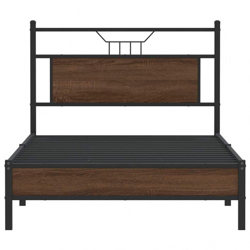 Sengeramme 100 x 190 cm uden madras - brun egetræ