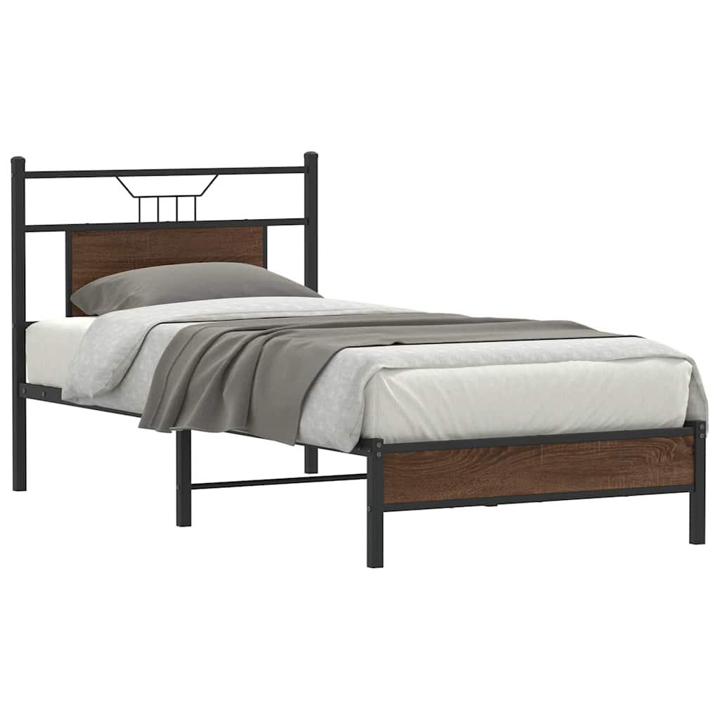 Sengeramme Uden Madras Konstrueret Træ Brunt Eg Brun Eg - med sengegavl og lavt fodgærde / 90 x 190 cm