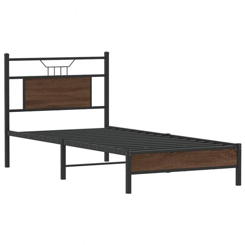 Sengeramme 90 x 190 cm med sengegavl - brun egetræ