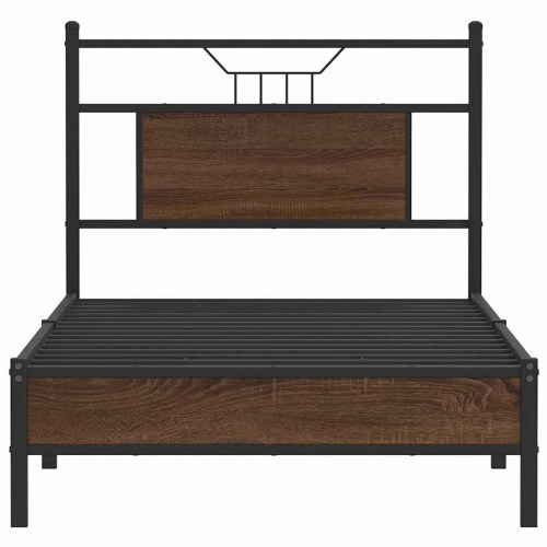 Sengeramme 90 x 190 cm med sengegavl - brun egetræ