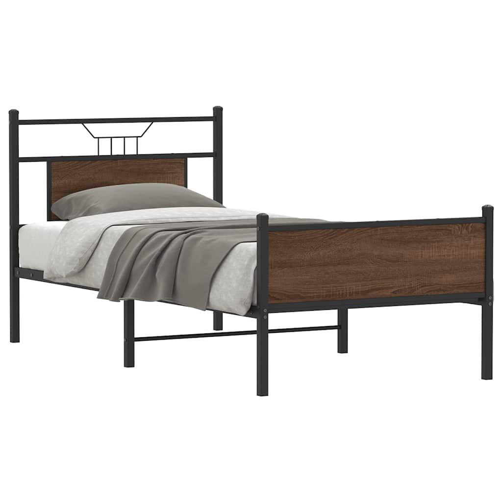 Sengeramme Uden Madras Konstrueret Træ Brunt Eg Brun Eg - med sengegavl og højt fodgærde / 75 x 190 cm
