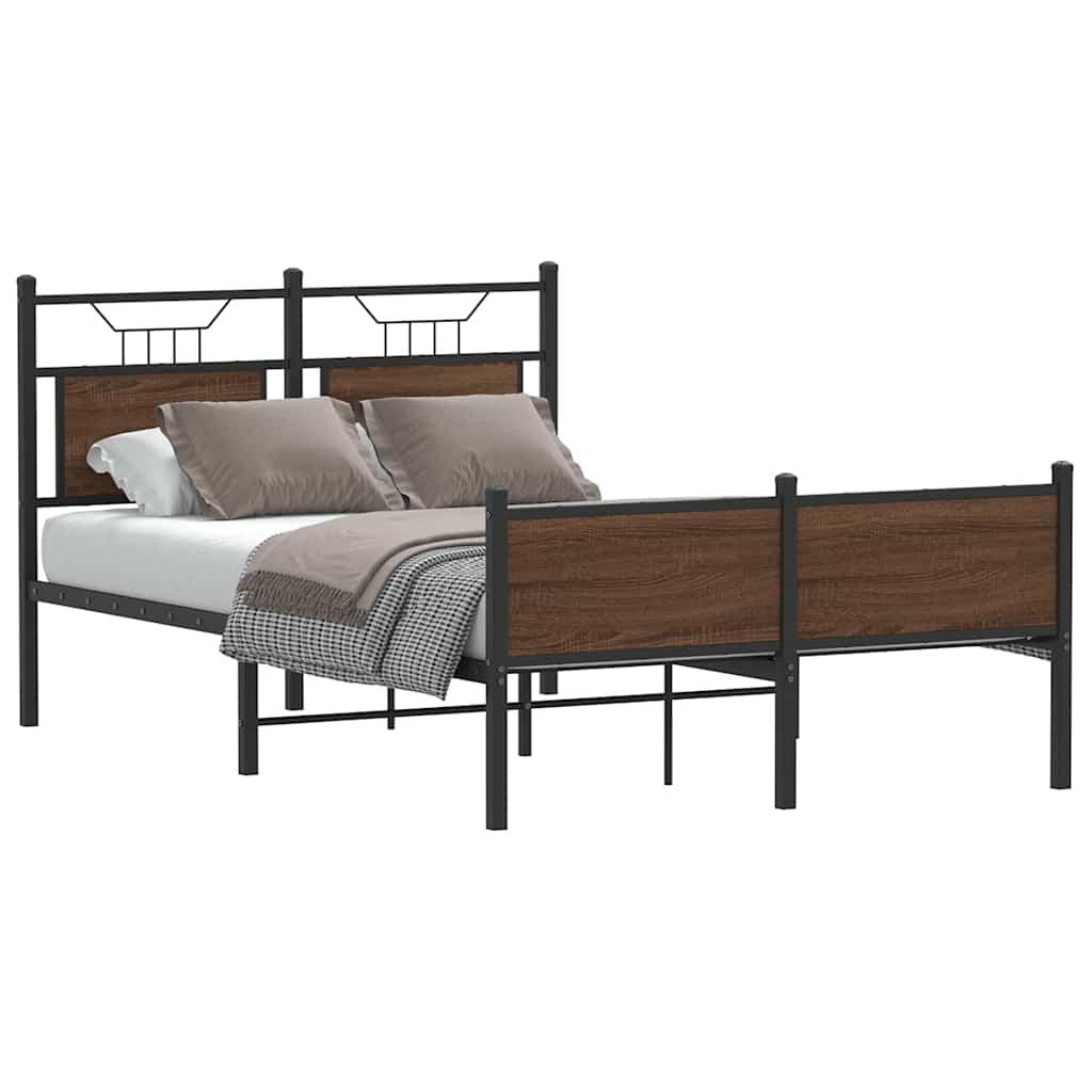 Sengeramme Uden Madras Konstrueret Træ Brunt Eg Brun Eg - med sengegavl og højt fodgærde / 120 x 200 cm