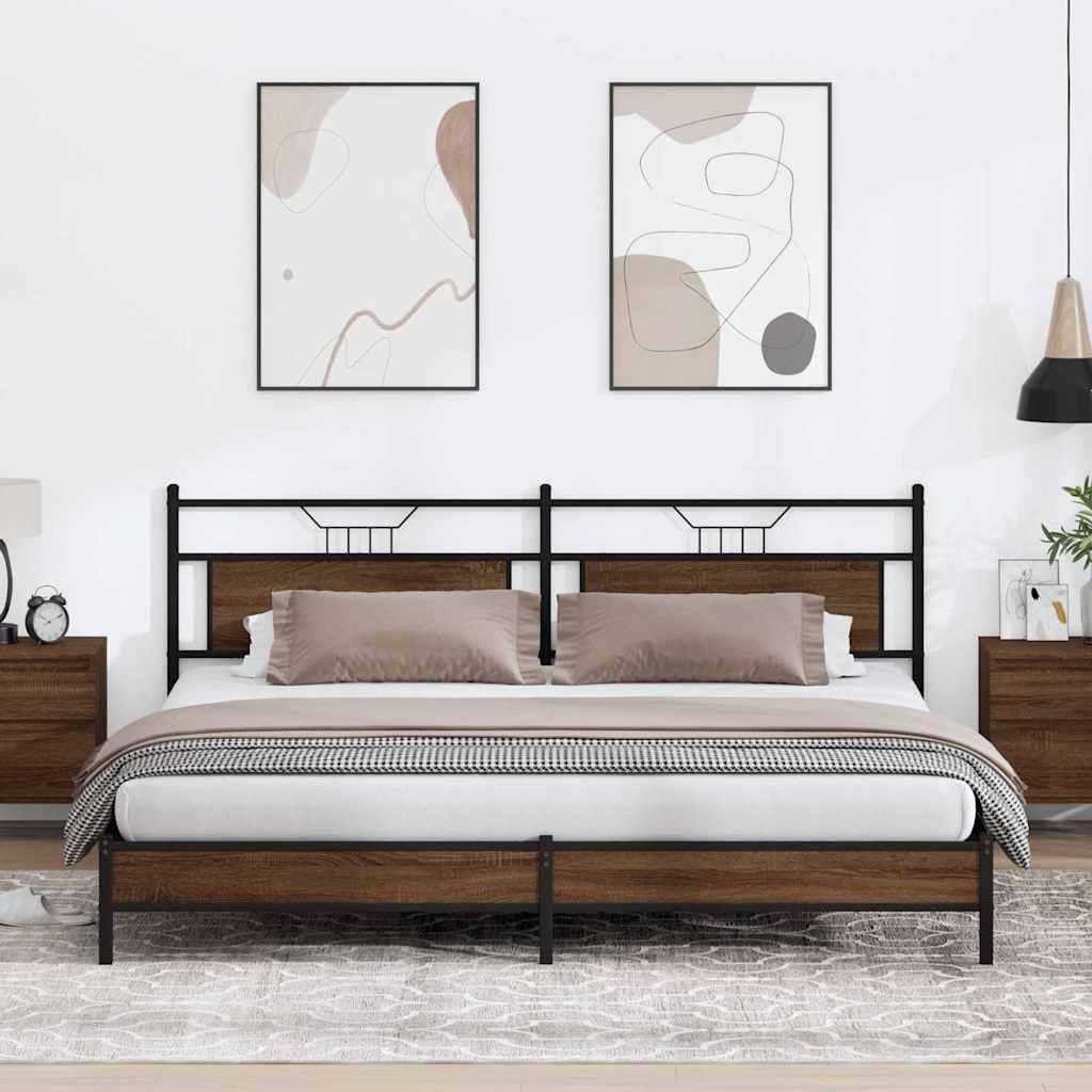 Sengeramme Uden Madras Konstrueret Træ Brunt Eg Brun Eg - med sengegavl og lavt fodgærde / 193 x 203 cm