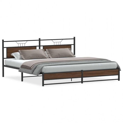Sengeramme uden madras 200 x 200 cm - brun egetræsfarve