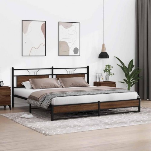 Sengeramme uden madras 200 x 200 cm - brun egetræsfarve