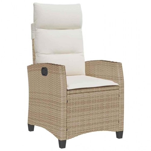Havestol med lænefunktion og sidebord polyrattan beige