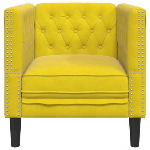 Sofastol i velour Chesterfield - gul