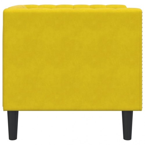 Sofastol i velour Chesterfield - gul