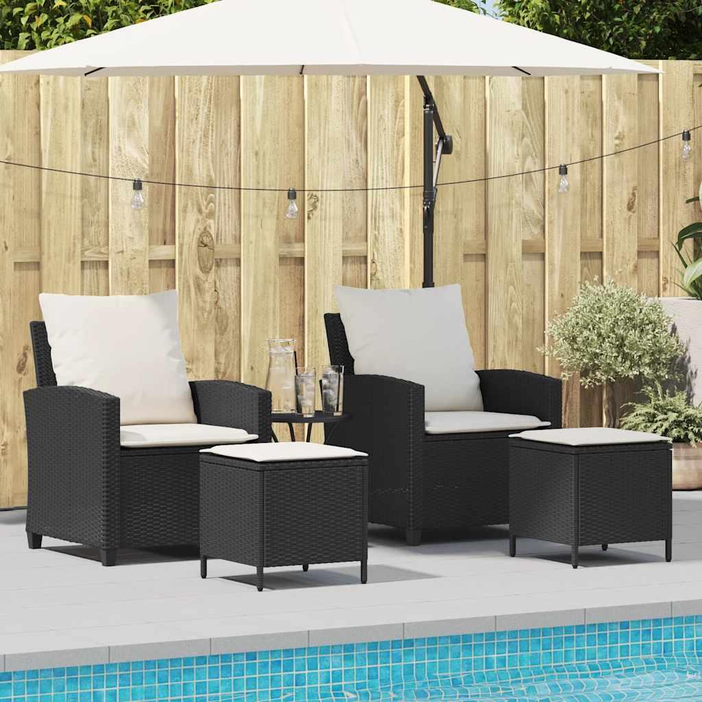 Sofasæt Til Haven 4 Dele Med Hynder Polyrattan - Sort / Cremefarvet