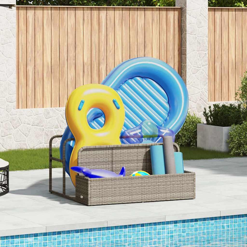 Float opbevaring ved poolen 110x100x57 cm polyrattan lysegrå