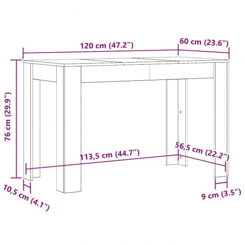 Spisebord 120 x 60 x 76 cm - sort-eg