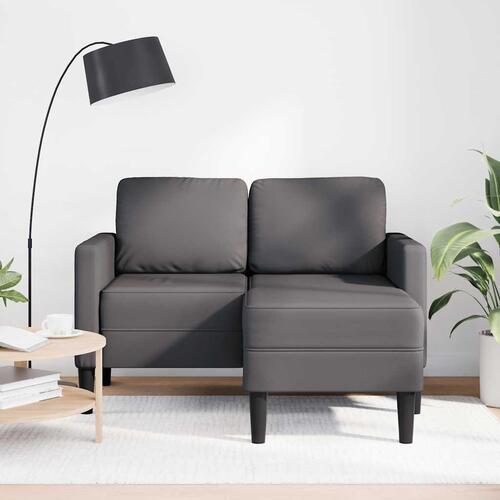 2-personers sofa med chaiselong L-formet 125 cm kunstlæder grå