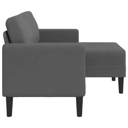 2-personers sofa med chaiselong L-formet 125 cm kunstlæder grå