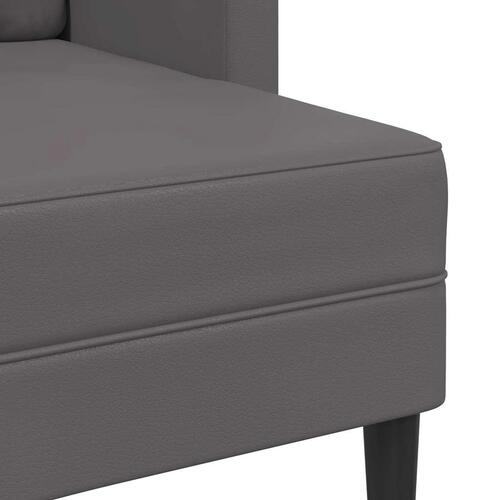 2-personers sofa med chaiselong L-formet 125 cm kunstlæder grå