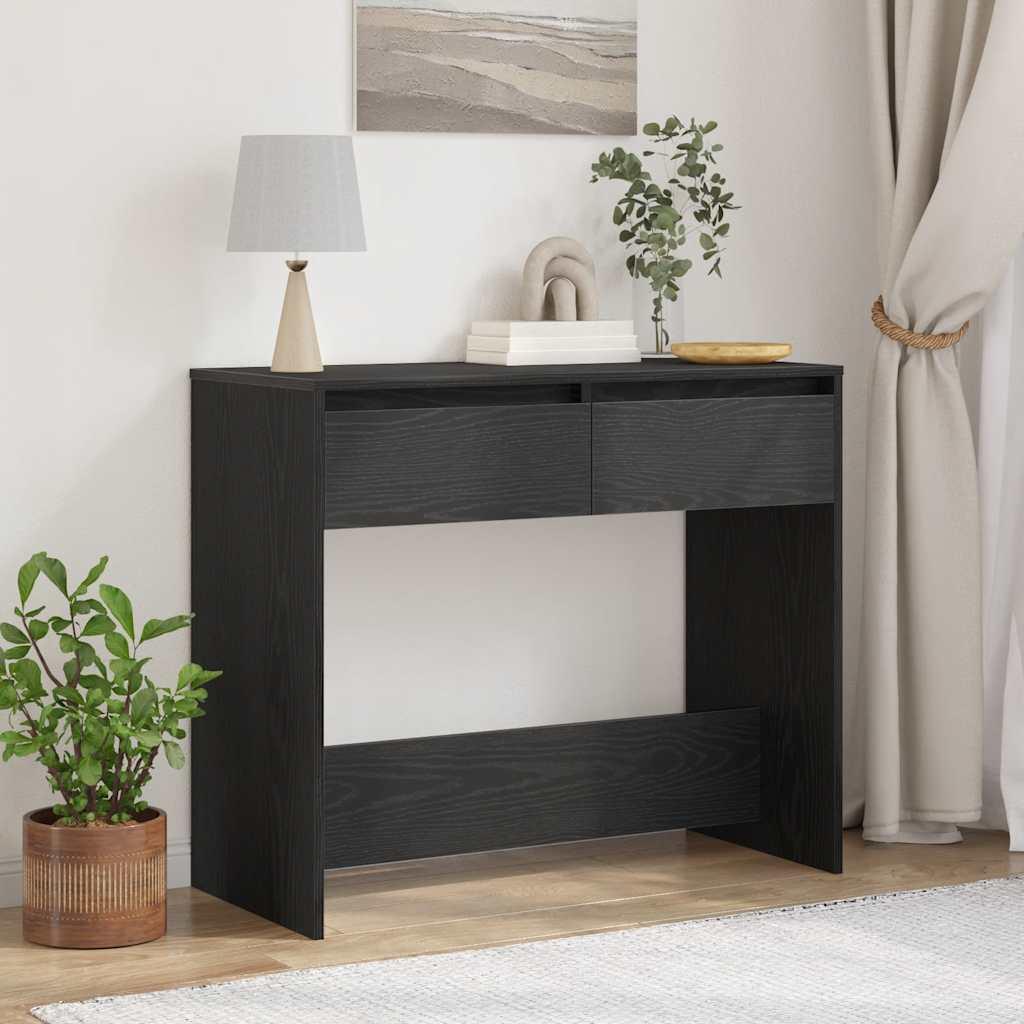 Konsolbord 89x41x76,5 cm konstrueret træ sort egetræsfarve