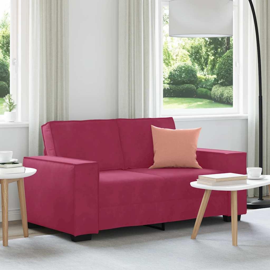 2-Personers Sofa Velour - 120 cm / Vinrød