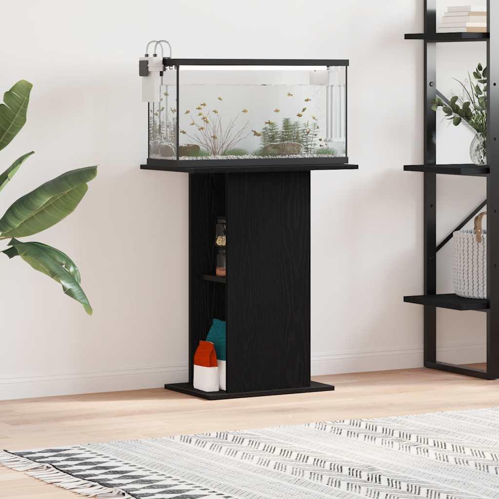 Akvariebord i konstrueret træ 60,5×36×72,5 cm - sort eg billede