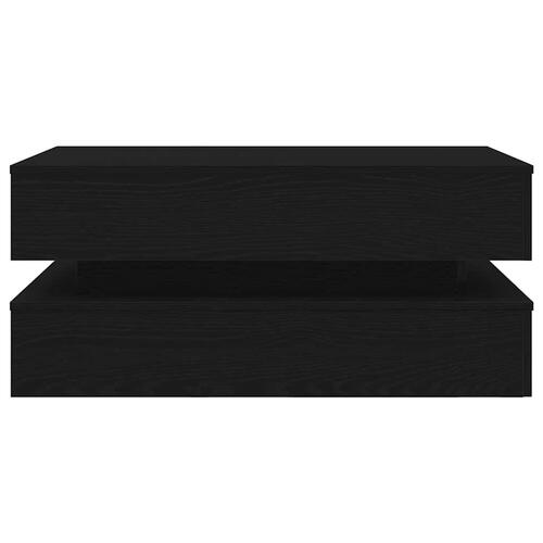 Sofabord med LED-lys 90x50x40 cm sort egetræsfarve