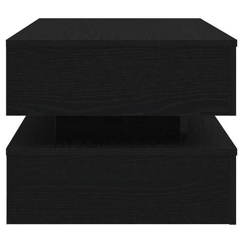 Sofabord med LED-lys 90x50x40 cm sort egetræsfarve