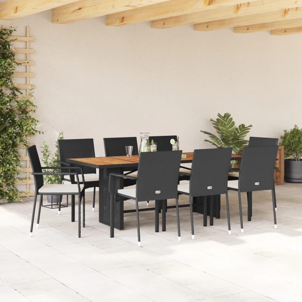Spisebordssæt Til Haven 7 Dele Med Hynder Polyrattan - 8 / Sort / Nej