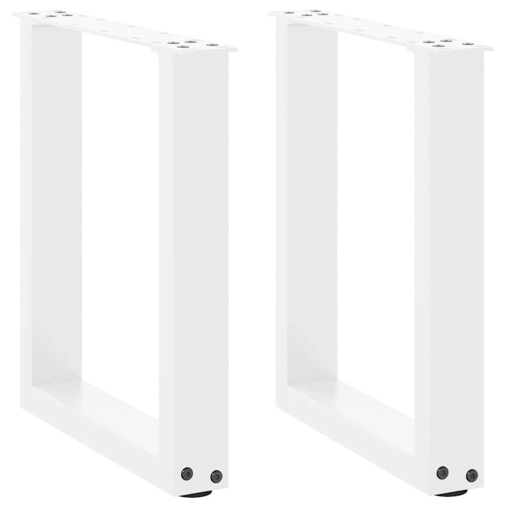 Sofabordsben U-formet 2 stk. hvid 38 x (42-43) cm stål
