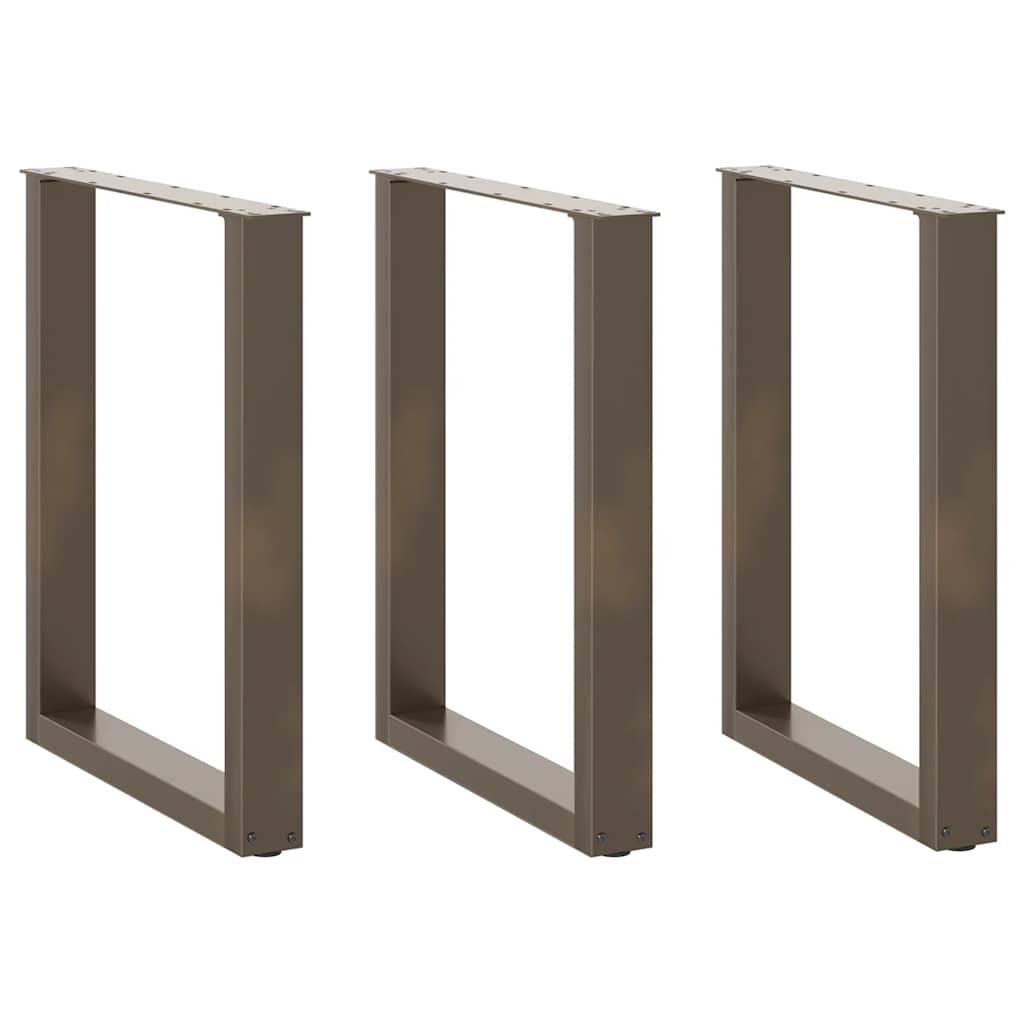 Spisebordsben U-formet 3 stk. naturstål 70 x (72-73) cm stål