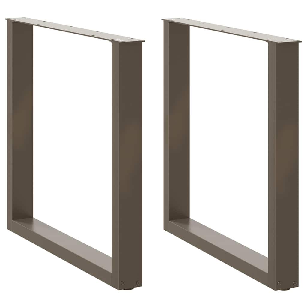 Spisebordsben U-formet 2 stk. naturstål 80x(72-73) cm stål