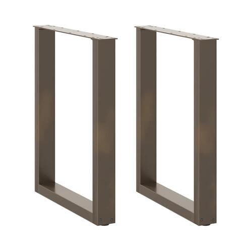 Spisebordsben U-formet 2 stk. naturstål 70x(72-73) cm stål
