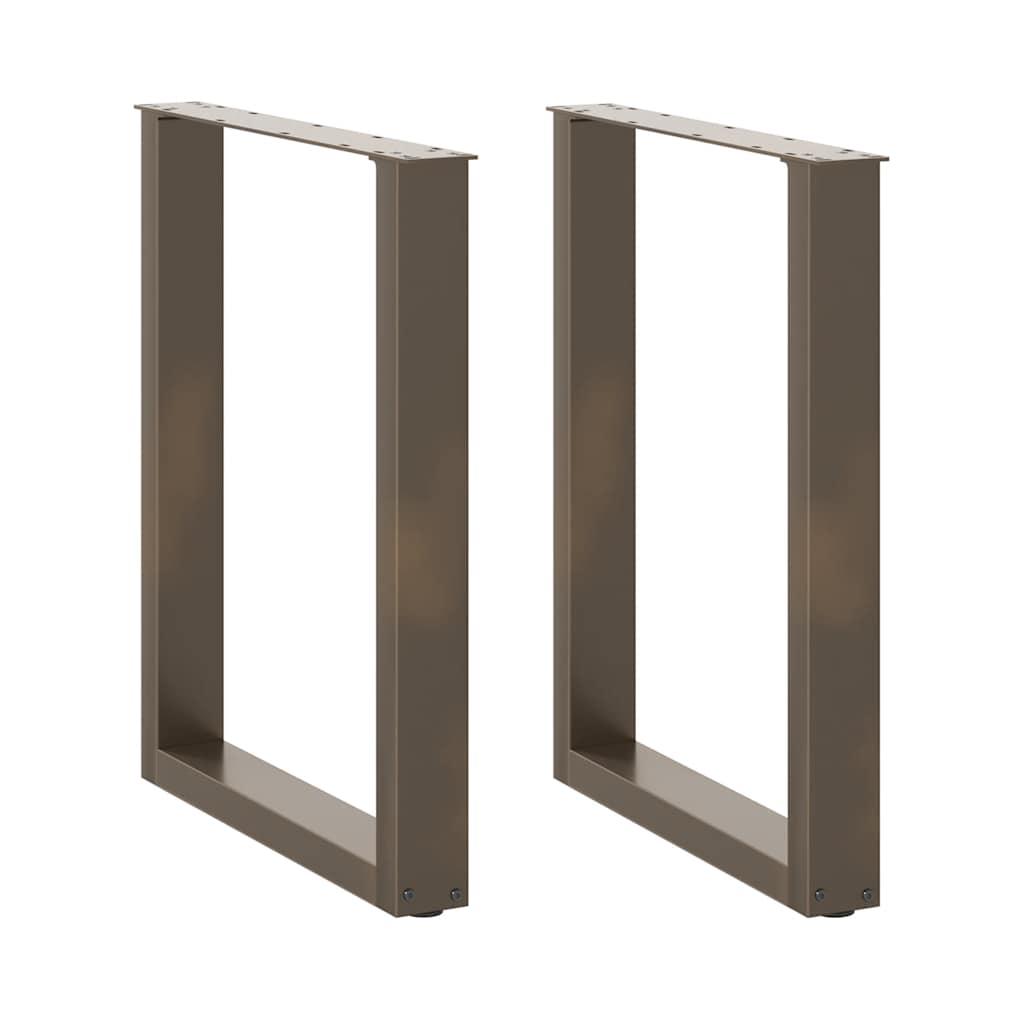 Spisebordsben U-formet 2 stk. naturstål 70x(72-73) cm stål