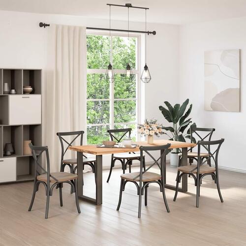 Spisebordsben U-formet 2 stk. naturstål 70x(72-73) cm stål