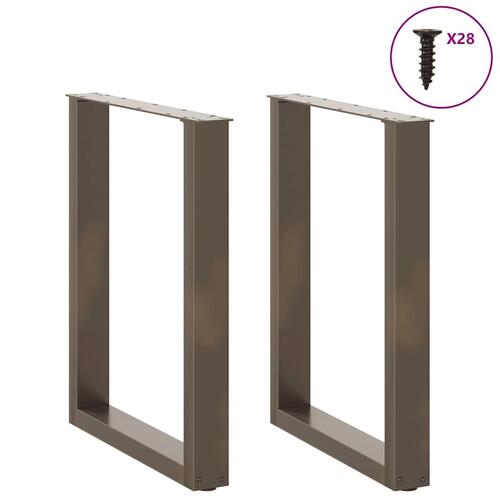 Spisebordsben U-formet 2 stk. naturstål 70x(72-73) cm stål
