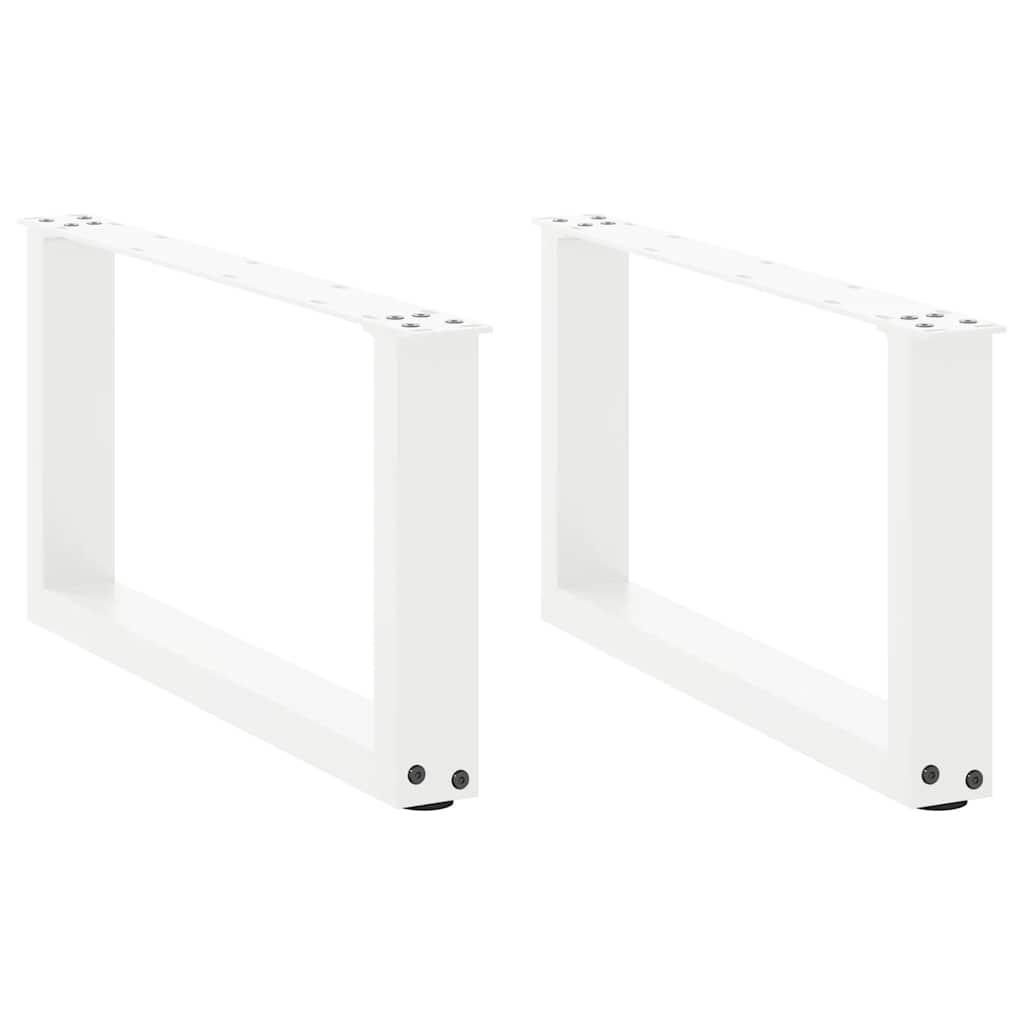 Sofabordsben U-formet 2 stk. hvid 70x(30-31) cm stål