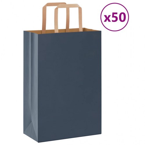 Papirposer 50 stk. med håndtag 21x11x31 cm blå