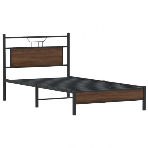 Sengeramme med sengegavl 107 x 203 cm - brunt egetræ