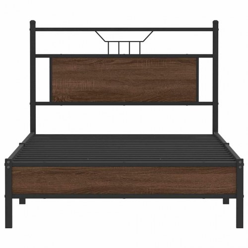 Sengeramme med sengegavl 107 x 203 cm - brunt egetræ