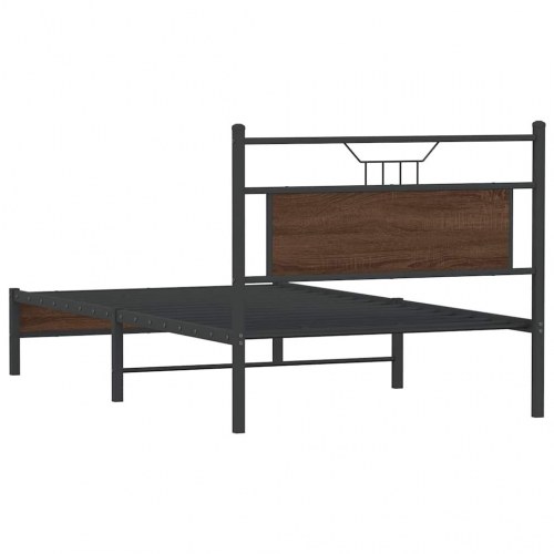 Sengeramme med sengegavl 107 x 203 cm - brunt egetræ