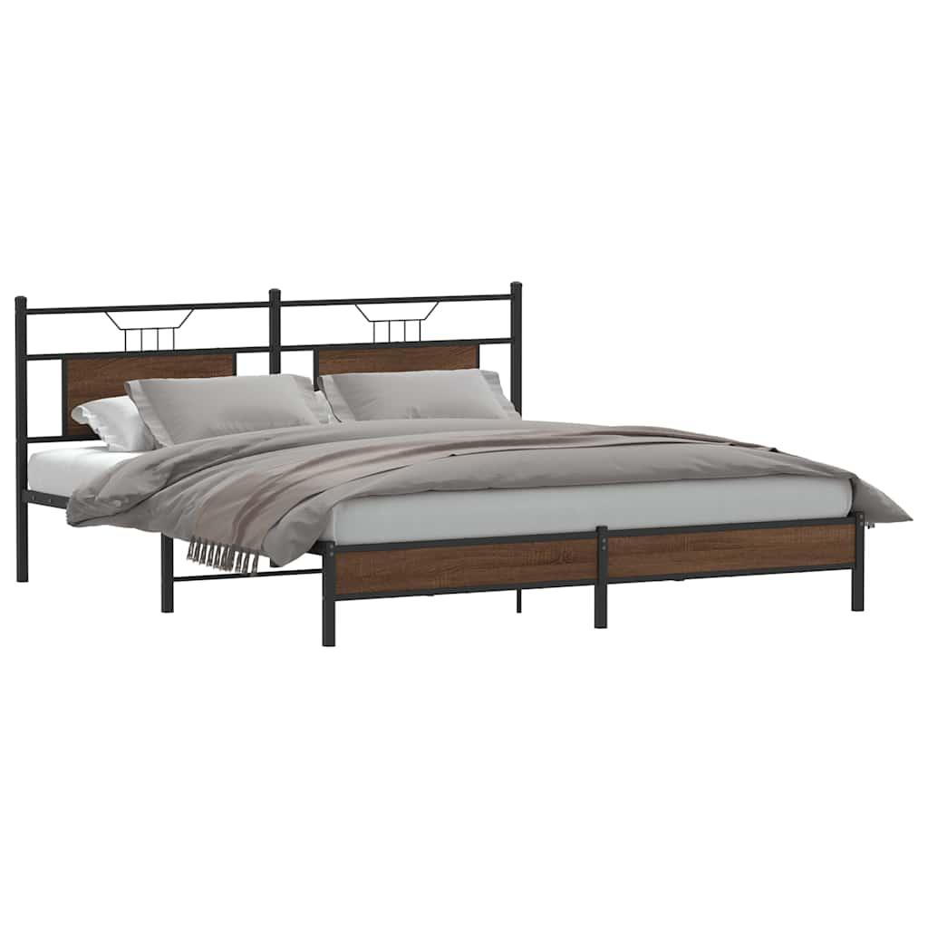 Sengeramme Uden Madras Konstrueret Træ Brunt Eg Brun Eg - med sengegavl og lavt fodgærde / 160 x 200 cm