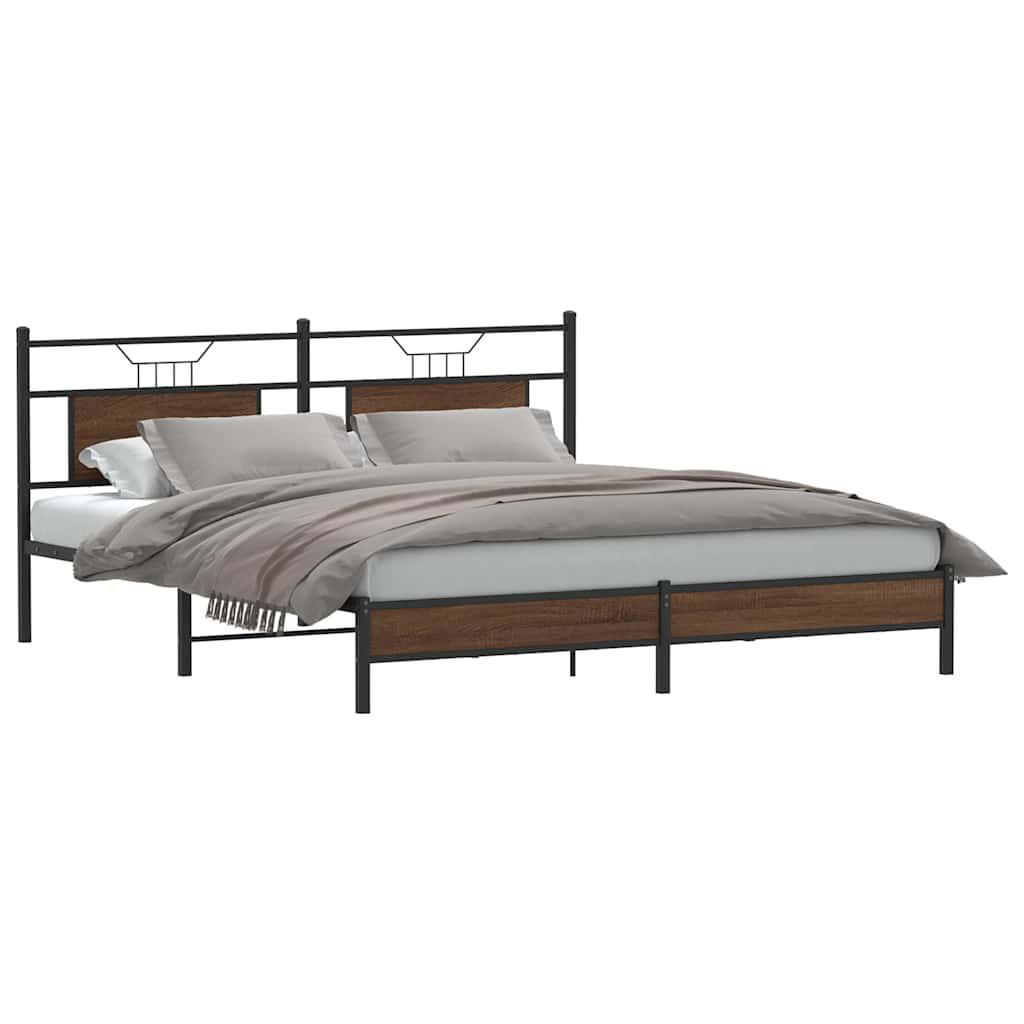 Sengeramme uden madras 183x213 cm konstrueret træ brunt eg
